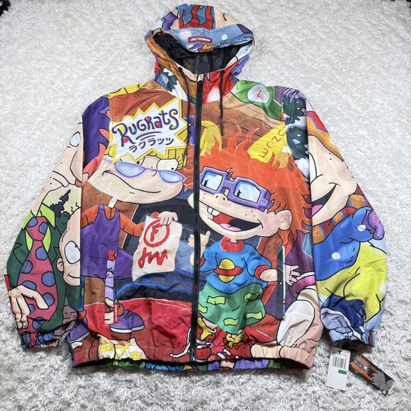 Members Only Nickelodeon Rugrats Jacket Mens Large Hooded Zip